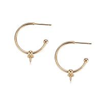 Brass Earring Stud Component, real gold plated, 25mm 