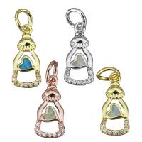 Cubic Zirconia Micro Pave Brass Pendant, with Opal, plated, micro pave cubic zirconia Approx 4.5mm 