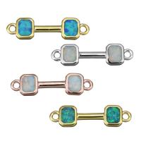 Brass Connector, with Opal, plated, 1/1 loop Approx 1.5mm 