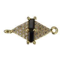 Cubic Zirconia Micro Pave Brass Connector, gold color plated, high quality plated & micro pave cubic zirconia & 1/1 loop, black Approx 1mm 