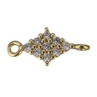 Cubic Zirconia Micro Pave Brass Connector, high quality plated & micro pave cubic zirconia & 1/1 loop, gold Approx 1.5mm 