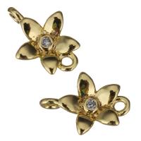 Cubic Zirconia Micro Pave Brass Connector, Flower, high quality plated & micro pave cubic zirconia & 1/1 loop, gold Approx 1.5mm 