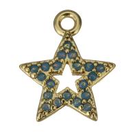 Brass Star Pendants, laiton, étoile, Haute qualité plaqué et ne fond jamais & pavé de micro zircon, Or Environ 1.5mm, Vendu par PC
