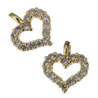 Brass Heart Pendants, high quality plated & micro pave cubic zirconia, gold Approx 1mm 