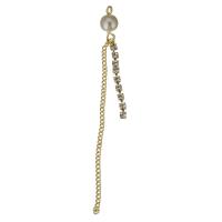 Brass Earring Drop Component, high quality plated & twist oval chain & micro pave cubic zirconia & faceted, gold, 68mm Approx 1.5mm 