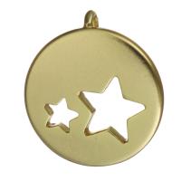 Brass Jewelry Pendants, Flat Round, high quality plated, gold Approx 1.5mm 