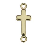 Brass Connector, Cross, high quality plated & 1/1 loop, gold Approx 1mm 