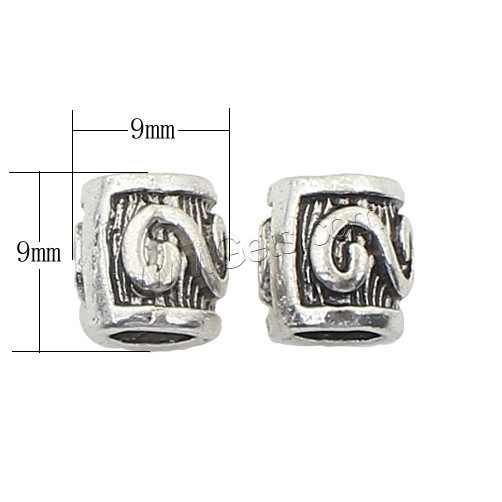 Zinc Alloy Jewelry Beads, Column, plated, more colors for choice, 9x9x8mm, Hole:Approx 5mm, 250PCs/Bag, Sold By Bag