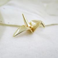 Messing Schieber Perlen, Tausend Origami-Kraniche, goldfarben plattiert, 23*15mm, verkauft von PC