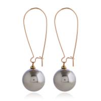 Kunststoff Perle Zink Legierung Ohrring, Zinklegierung, mit Kunststoff Perlen, plattiert, für Frau, keine, 53x16mm, verkauft von Paar