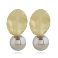 Kunststoff Perle Zink Legierung Ohrring, Zinklegierung, mit Kunststoff Perlen, plattiert, für Frau, keine, 40x55mm, verkauft von Paar