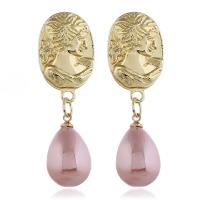 Kunststoff Perle Zink Legierung Ohrring, Zinklegierung, mit Kunststoff Perlen, plattiert, für Frau, keine, 51x17mm, verkauft von Paar