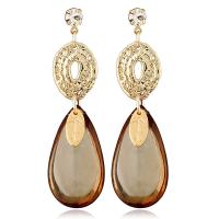 Zinc Alloy Rhinestone Drop Earring, with Glass, plated, for woman & with rhinestone, golden 