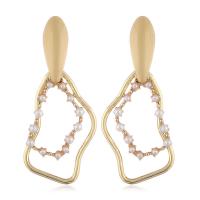 Kunststoff Perle Zink Legierung Ohrring, Zinklegierung, mit Kunststoff Perlen, plattiert, für Frau, goldfarben, 45x20mm, verkauft von Paar