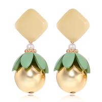 Kunststoff Perle Zink Legierung Ohrring, Zinklegierung, mit Kunststoff Perlen, plattiert, für Frau, keine, 44x20mm, verkauft von Paar