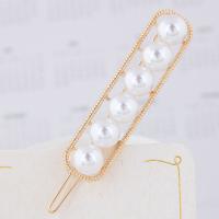 Hair Clip, Zinc Alloy, with Plastic Pearl, plated, for woman nickel, lead & cadmium free, 64*14mm 