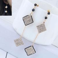 Zinc Alloy Rhinestone Drop Earring, stainless steel post pin, plated, for woman & with rhinestone, 72*15mm 