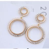 Zinc Alloy Rhinestone Drop Earring, with Rhinestone, stainless steel post pin, Round, plated, for woman & with rhinestone, gold, nickel, lead & cadmium free, 53*33mm 
