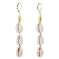 Seashell Earrings, Zinc Alloy, with Shell, plated, for woman, gold, nickel, lead & cadmium free, 82*10mm 