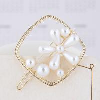 Hair Clip, Zinc Alloy, with Plastic Pearl, gold color plated & for woman 