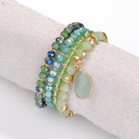 Lampwork Bracelets, with Dyed Jade & Crystal, gold color plated, 4 pieces & for woman 