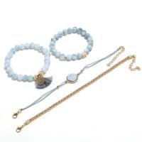 Zinc Alloy Bracelet Set, with turquoise, plated, 4 pieces & lantern chain & for woman & hollow, 8mm, 20mm, 24mm Approx 8 Inch 