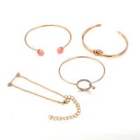 Zinc Alloy Bracelet Set, plated, 4 pieces & adjustable & oval chain & for woman & with rhinestone Inner Approx 60mm Approx 8.6 Inch 