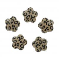 Acrylic European Large Hole Beads, Flower, brown Approx 4mm 
