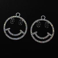 Zinc Alloy Rhinestone Pendants, Smiling Face, platinum color plated, with rhinestone Approx 2mm 