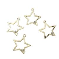 Zinc Alloy Rhinestone Pendants, Star, gold color plated, with rhinestone Approx 2mm 