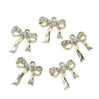 Zinc Alloy Rhinestone Pendants, Bowknot, gold color plated, with rhinestone Approx 2mm 
