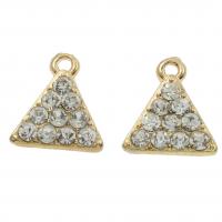 Zinc Alloy Rhinestone Pendants, Triangle, gold color plated, with rhinestone Approx 2mm 