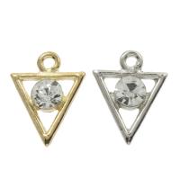 Colgantes de diamantes de imitación de la aleación de zinc, Triángulo, chapado, enviado al azar & con diamantes de imitación, 14x19x5mm, agujero:aproximado 3mm, 1000PCs/Bolsa, Vendido por Bolsa