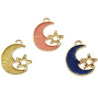 Zinc Alloy Enamel Pendants, Moon and Star, gold color plated Approx 2mm 