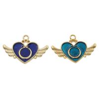 Zinc Alloy Enamel Pendants, Winged Heart, gold color plated Approx 2mm 