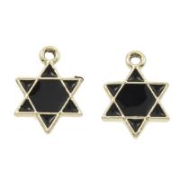 Zinc Alloy Enamel Pendants, Hexagram, gold color plated, black Approx 2mm 