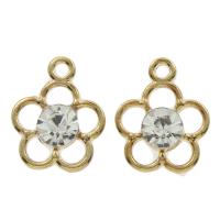 Zinc Alloy Flower Pendants, gold color plated, with rhinestone Approx 2mm 