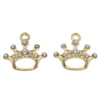 Zinc Alloy Crown Pendants, gold color plated, with rhinestone Approx 2mm 
