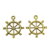 Zinc Alloy Ship Wheel & Anchor Pendant, gold color plated Approx 2mm 