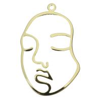 Brass Earring Drop Component, Face, hollow, gold Approx 2mm 