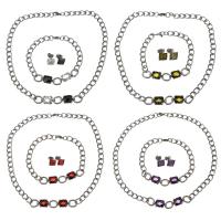 Fashion Stainless Steel Jewelry Sets, Stud Earring & bracelet & necklace, twist oval chain 7mm 7mm Approx 15 Inch, Approx 7 Inch 