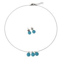 Fashion Stainless Steel Jewelry Sets, Stud Earring & necklace, with 1Inch extender chain, for woman, original color 0.5mm,8mm Approx 15 Inch 