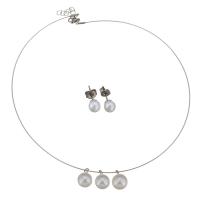 Fashion Stainless Steel Jewelry Sets, Stud Earring & necklace, with 1Inch extender chain, for woman, original color 0.5mm,6mm Approx 15 Inch 