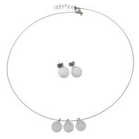Fashion Stainless Steel Jewelry Sets, Stud Earring & necklace, with 1Inch extender chain, for woman, original color 0.5mm,10mm Approx 15 Inch 