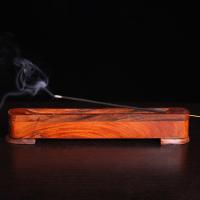 Buy Incense Holder and Burner in Bulk , Santos Rose Wood, Rectangle, Carved, for home and office & durable & vintage, brown 