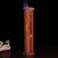 Santos Rose Wood Incense Burner, Column, Carved, for home and office & durable & hollow, henna 