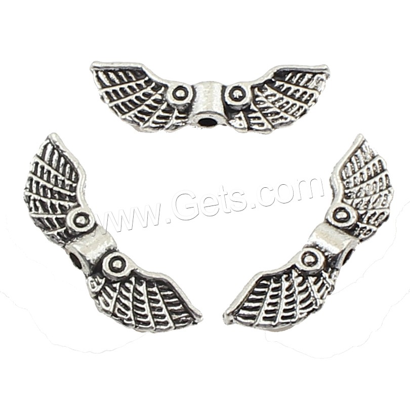 Zinc Alloy Angel Wing Beads, Wing Shape, plated, more colors for choice, 22x8x4mm, 250PCs/Bag, Sold By Bag