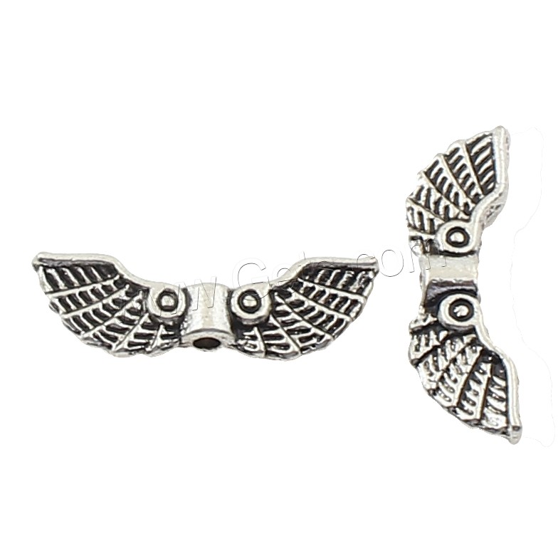 Zinc Alloy Angel Wing Beads, Wing Shape, plated, more colors for choice, 22x8x4mm, 250PCs/Bag, Sold By Bag