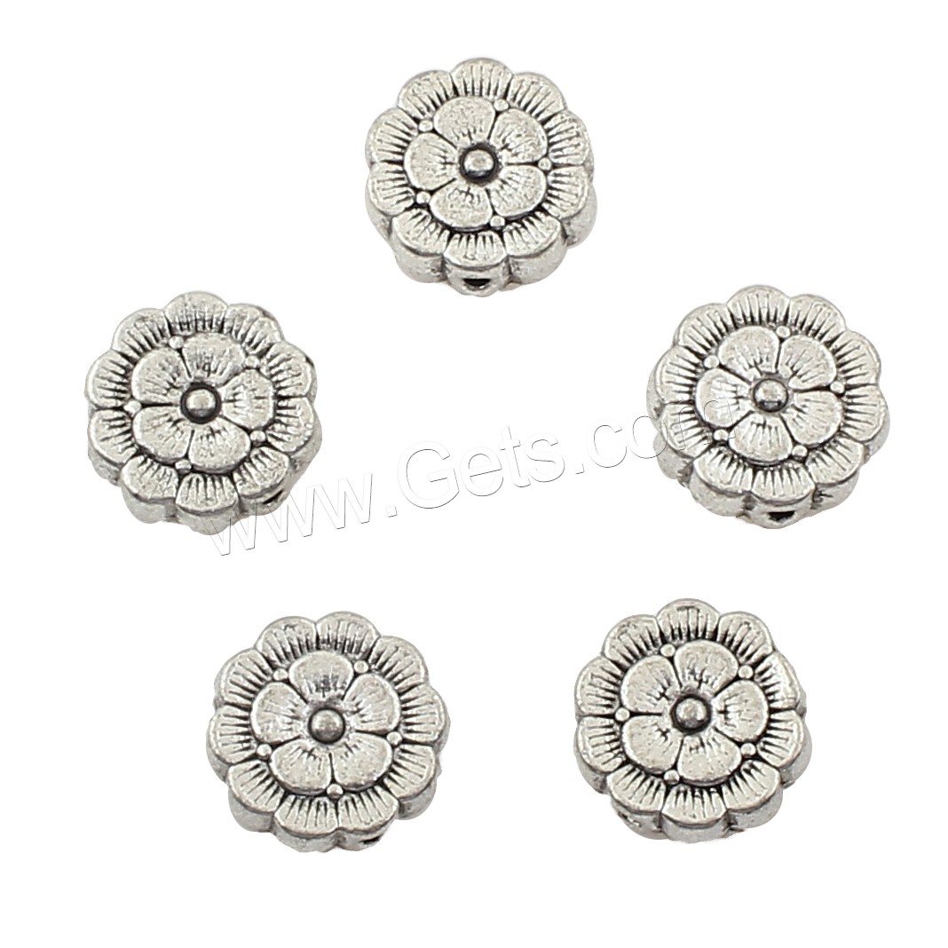 Zinc Alloy Flat Beads, Flower, plated, more colors for choice, 11x11x4mm, 250PCs/Bag, Sold By Bag