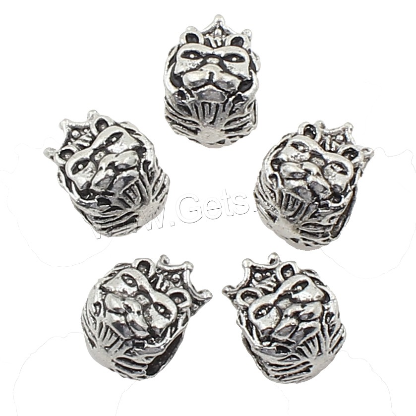 Zinc Alloy Jewelry Beads, Lion, plated, more colors for choice, 9x11x10mm, Approx 166PCs/Bag, Sold By Bag